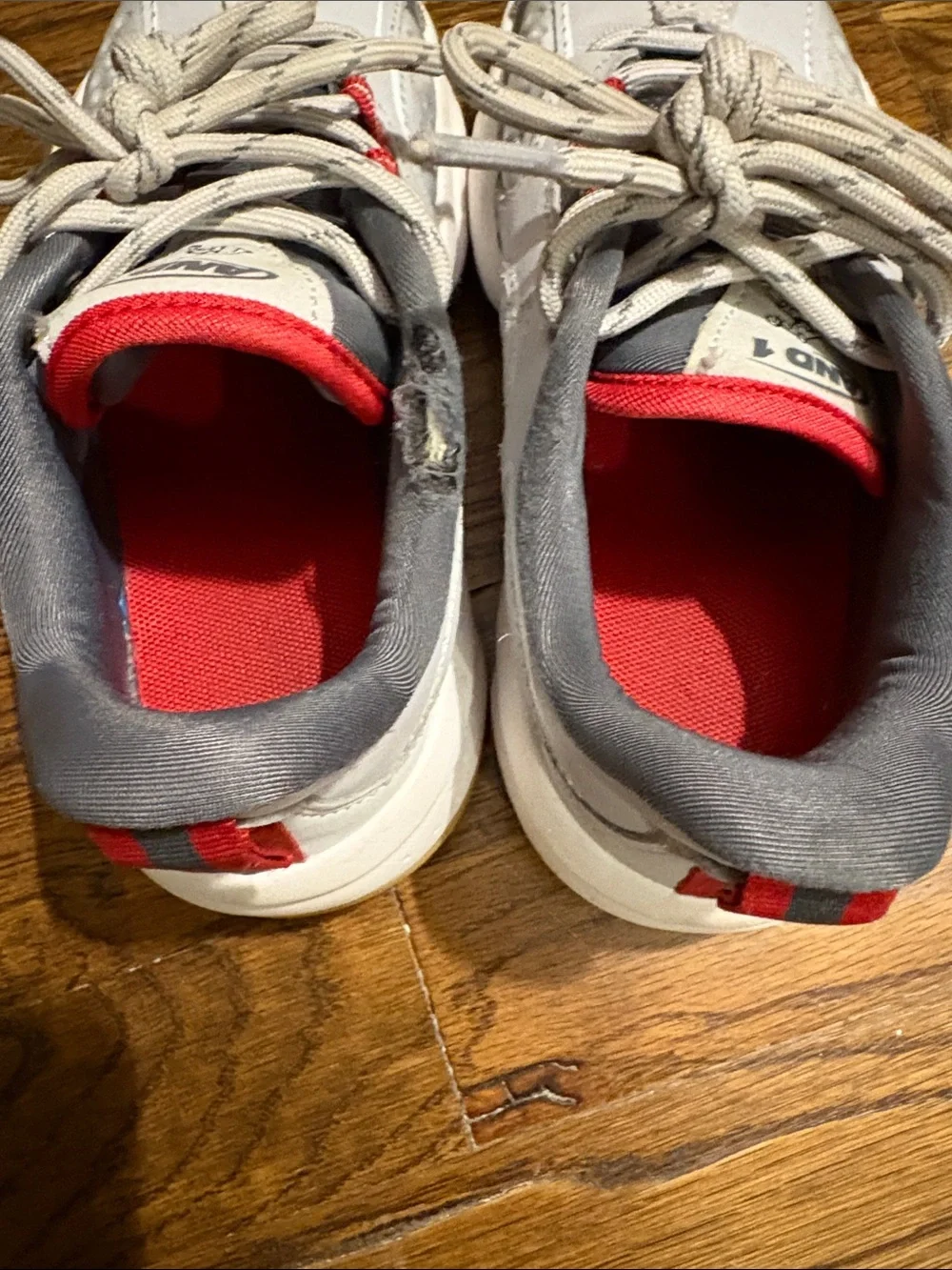 SIZE 1: And1 Gray and Red Low-Top Athletic Sneakers